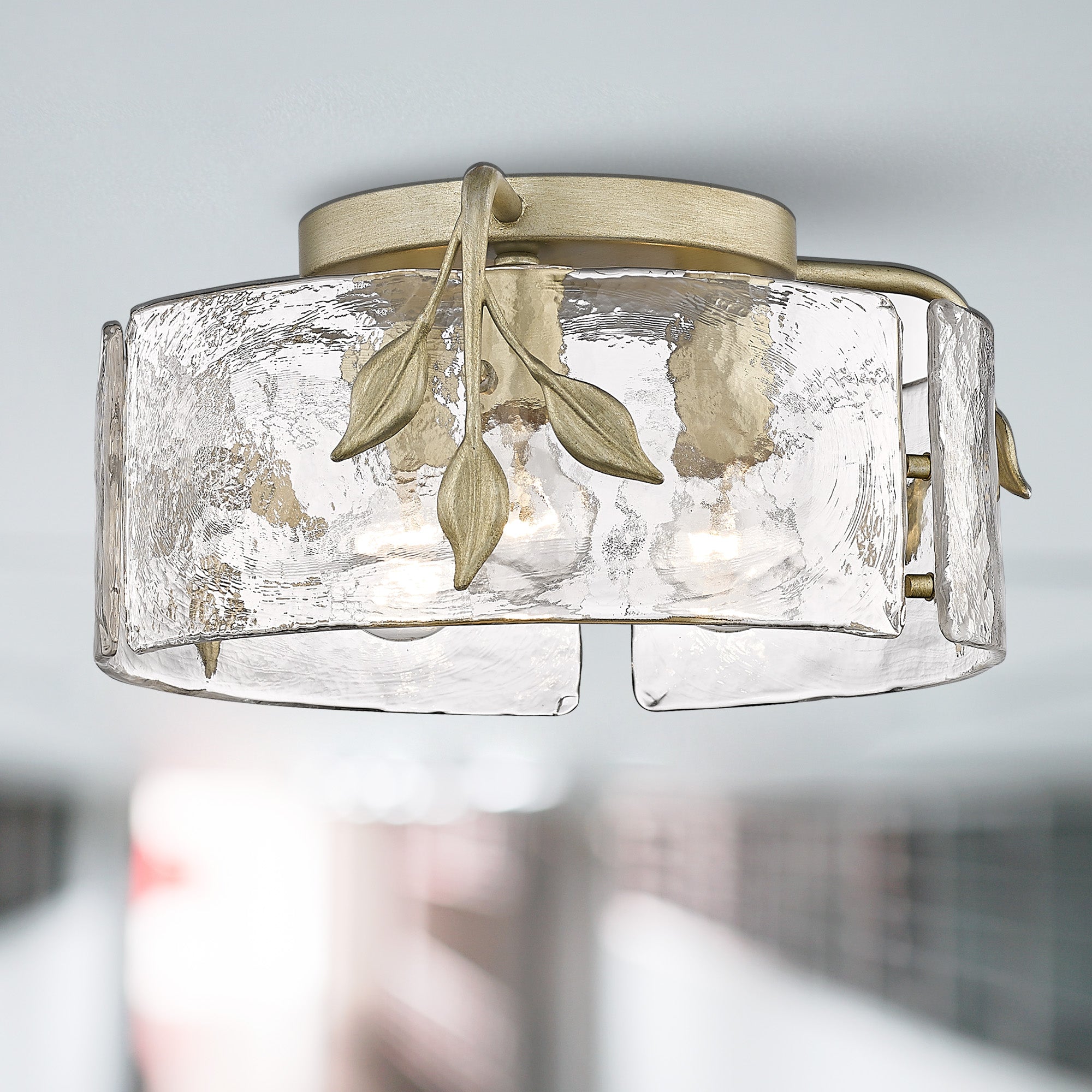Golden Lighting Calla 3-light Flush Mount in White Gold - - Golden Lighting