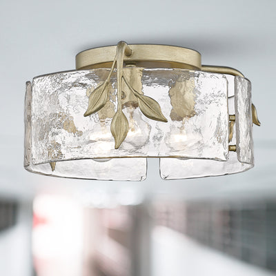 Golden Lighting Calla 3-light Flush Mount in White Gold - - Golden Lighting