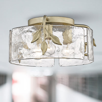 Golden Lighting Calla 3-light Flush Mount in White Gold - - Golden Lighting