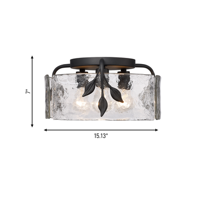 Calla 3-light Flush Mount in Natural Black, dimensions diagram - Golden Lighting