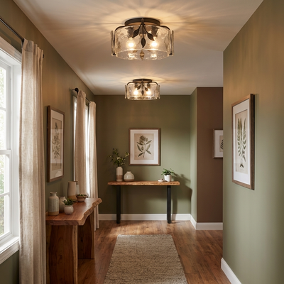 Calla 3-light Flush Mount in Natural Black, alternate view - Golden Lighting