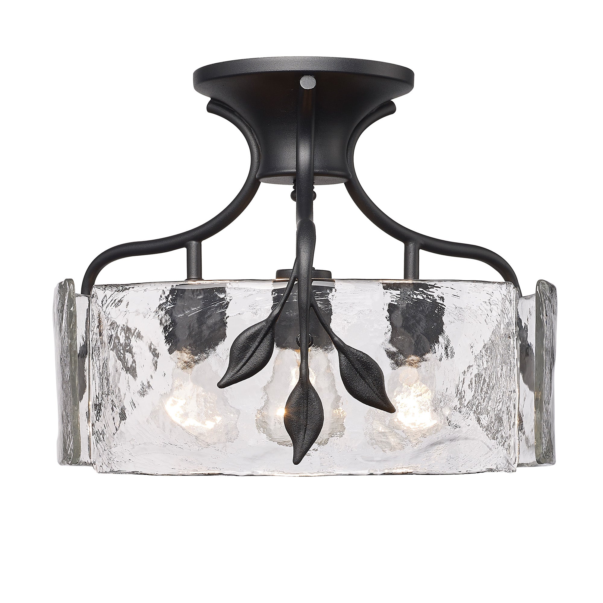 Golden Lighting Calla 3-light Semi-Flush Mount in Natural Black - - Golden Lighting
