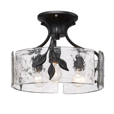 Golden Lighting Calla 3-light Semi-Flush Mount in Natural Black - - Golden Lighting
