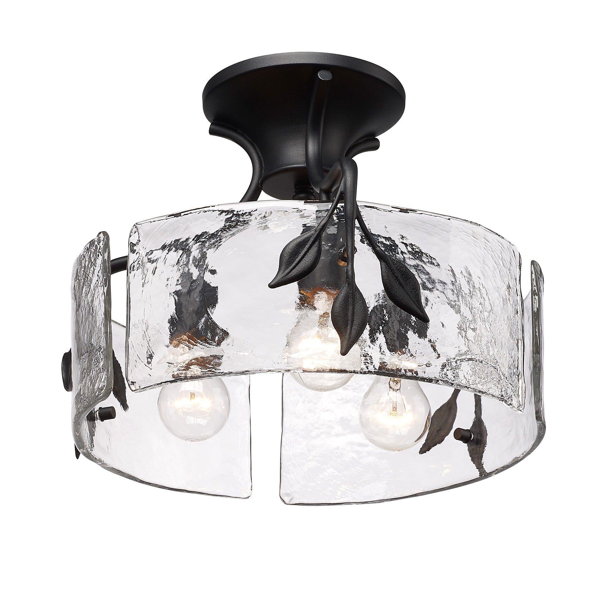 Golden Lighting Calla 3-light Semi-Flush Mount in Natural Black - - Golden Lighting