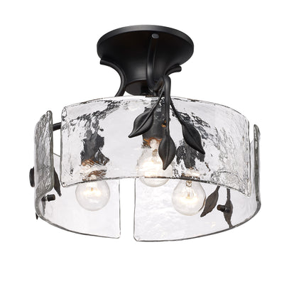 Golden Lighting Calla 3-light Semi-Flush Mount in Natural Black - - Golden Lighting
