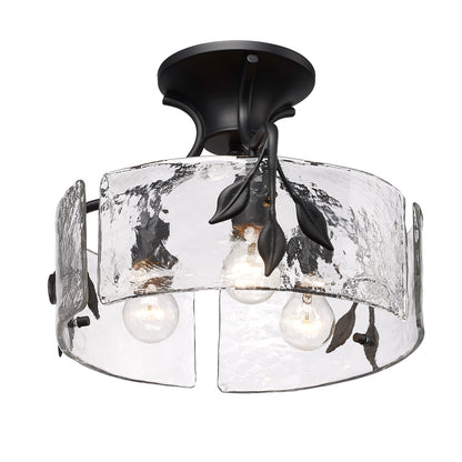 Golden Lighting Calla 3-light Semi-Flush Mount in Natural Black - - Golden Lighting