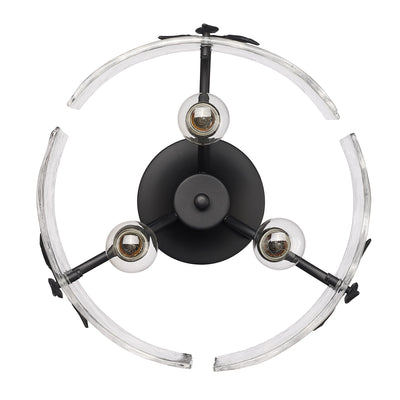 Golden Lighting Calla 3-light Semi-Flush Mount in Natural Black - - Golden Lighting