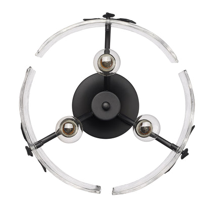 Golden Lighting Calla 3-light Semi-Flush Mount in Natural Black - - Golden Lighting