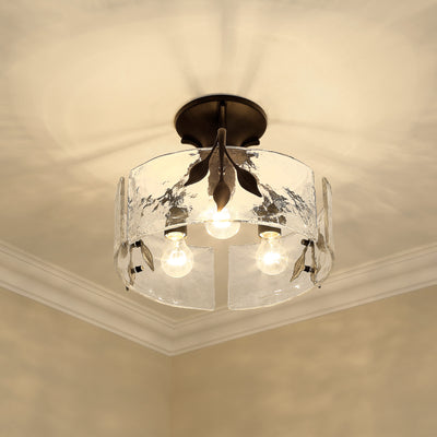 Golden Lighting Calla 3-light Semi-Flush Mount in Natural Black - - Golden Lighting