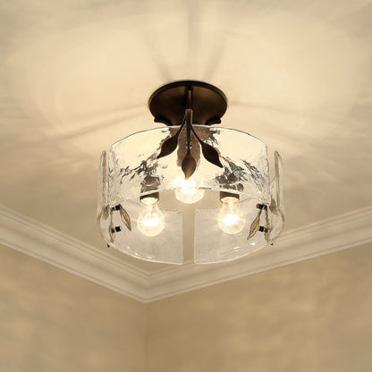 Golden Lighting Calla 3-light Semi-Flush Mount in Natural Black - - Golden Lighting
