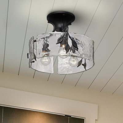 Golden Lighting Calla 3-light Semi-Flush Mount in Natural Black - - Golden Lighting