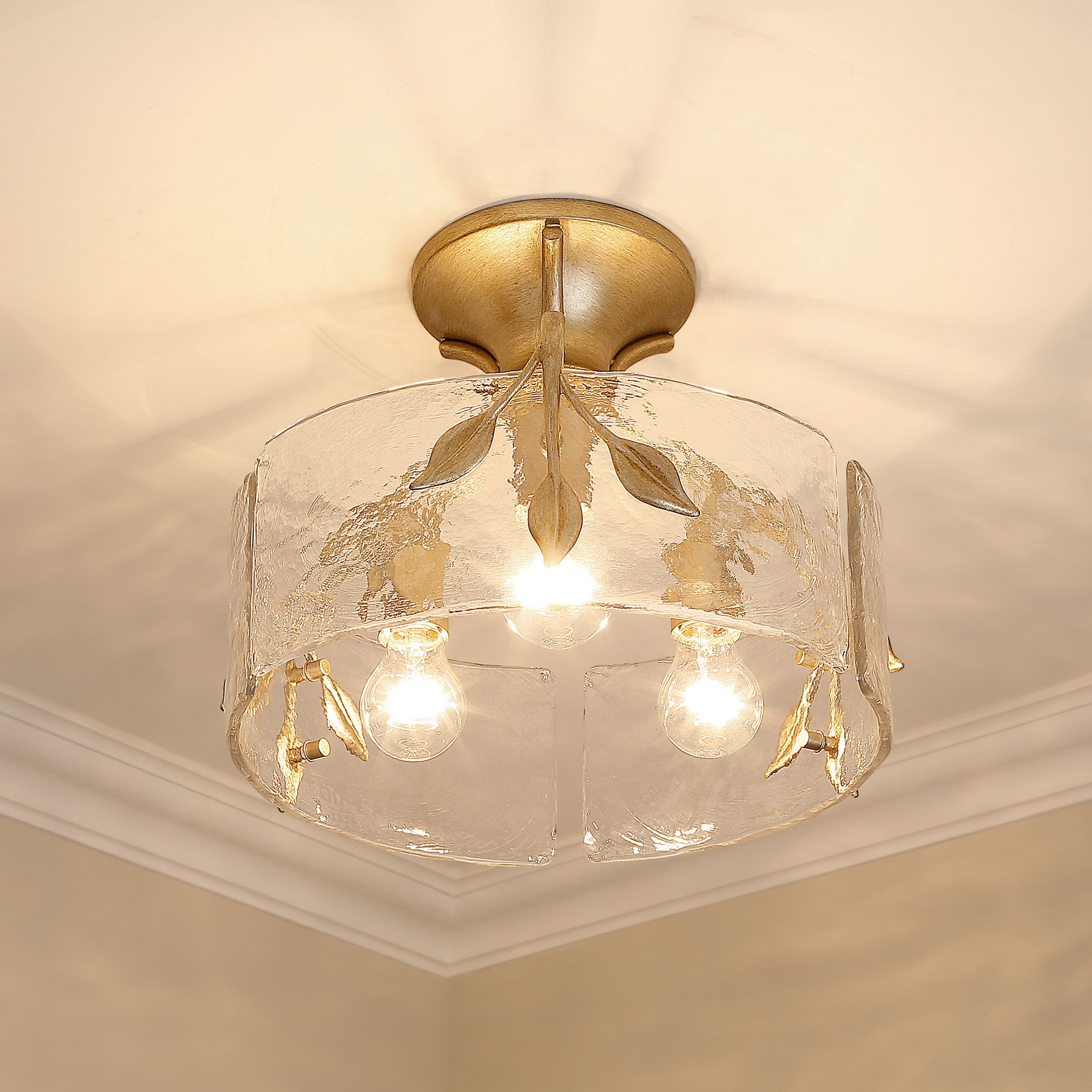 Golden Lighting Calla 3-light Semi-Flush Mount in White Gold - - Golden Lighting