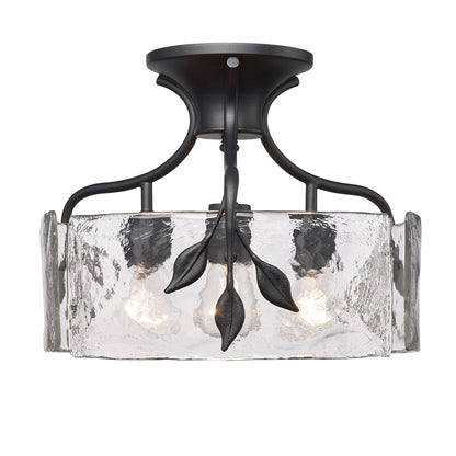 Golden Lighting Calla 3-light Semi-Flush Mount in Natural Black