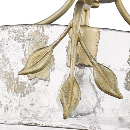 Calla WG 3 Light Semi-Flush in White Gold with Hammered Water Glass Shade - Default Title - Golden Lighting