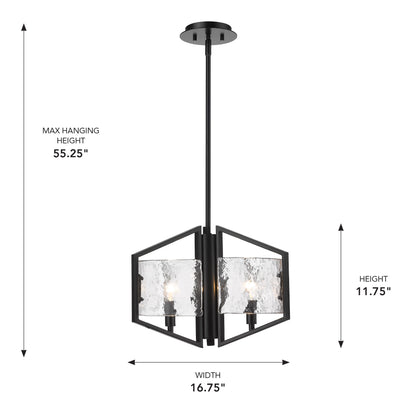 Golden Lighting Varsha 3-light Pendant in Matte Black - - Golden Lighting
