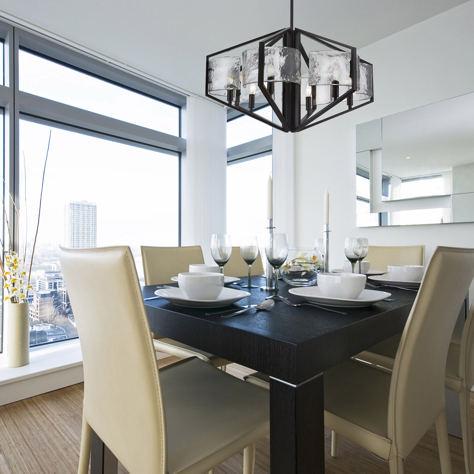 Golden Lighting Varsha 6-light Chandelier in Matte Black - - Golden Lighting