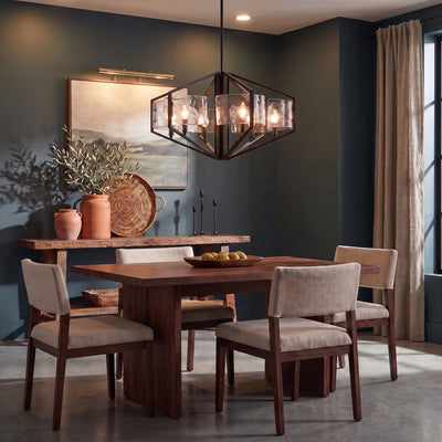 Varsha 6-light Chandelier in Matte Black, AI-visualized breakfast nook scene - Golden Lighting