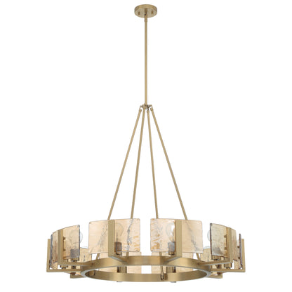 Aenon 10-light Chandelier in Brushed Champagne Brass with Amber Water Glass - - Golden Lighting