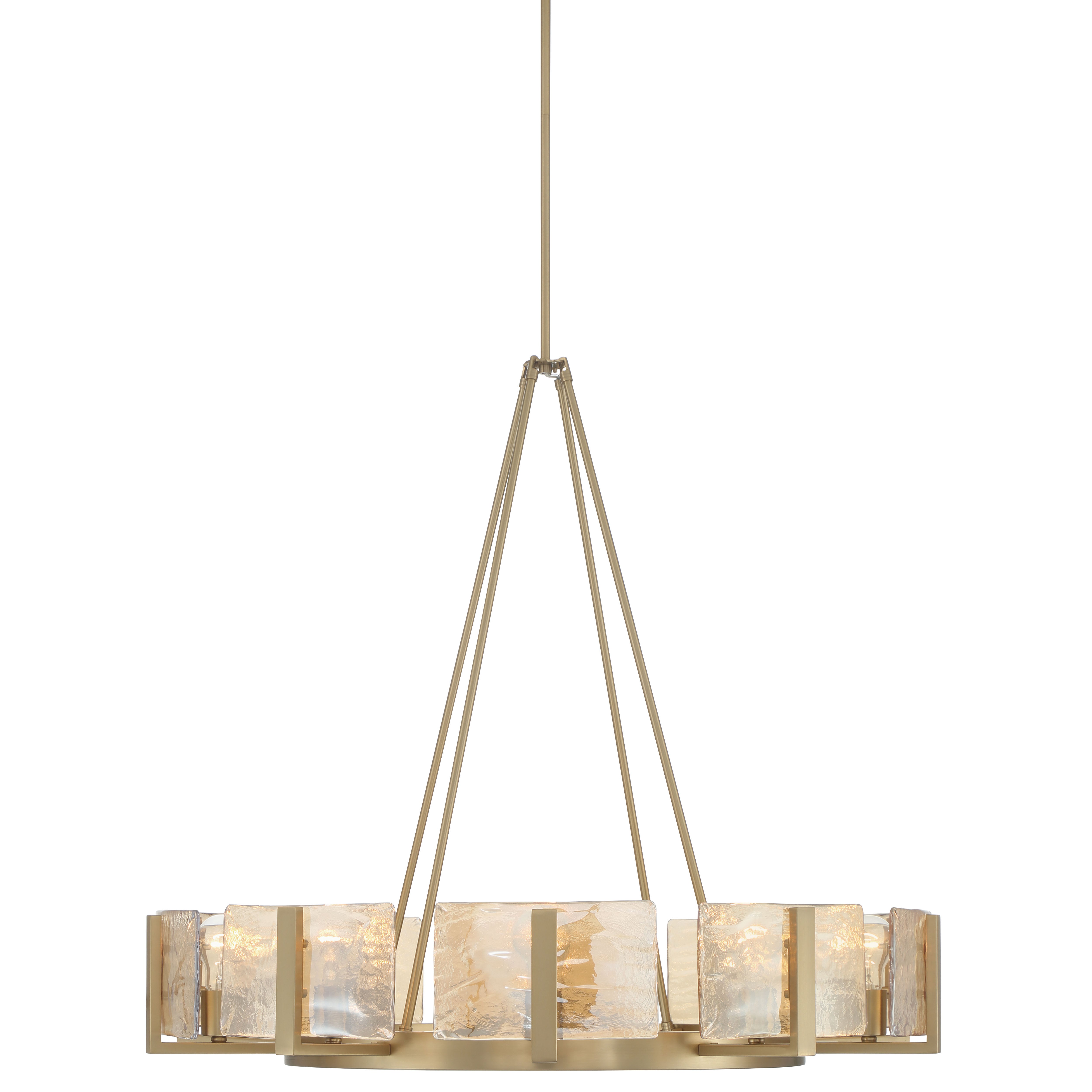 Aenon 10-light Chandelier in Brushed Champagne Brass with Amber Water Glass - - Golden Lighting