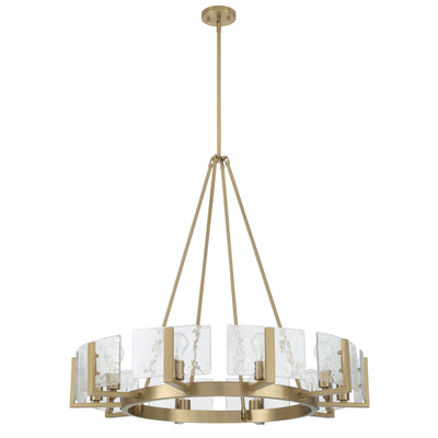 Aenon 10-light Chandelier in Brushed Champagne Brass with Hammered Water Glass - - Golden Lighting