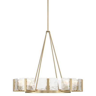 Aenon 10-light Chandelier in Brushed Champagne Brass with Hammered Water Glass - - Golden Lighting