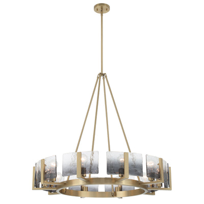 Aenon 10-light Chandelier in Brushed Champagne Brass with Smokey Water Glass - - Golden Lighting