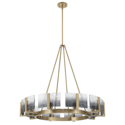 Aenon 10-light Chandelier in Brushed Champagne Brass with Smokey Water Glass - - Golden Lighting