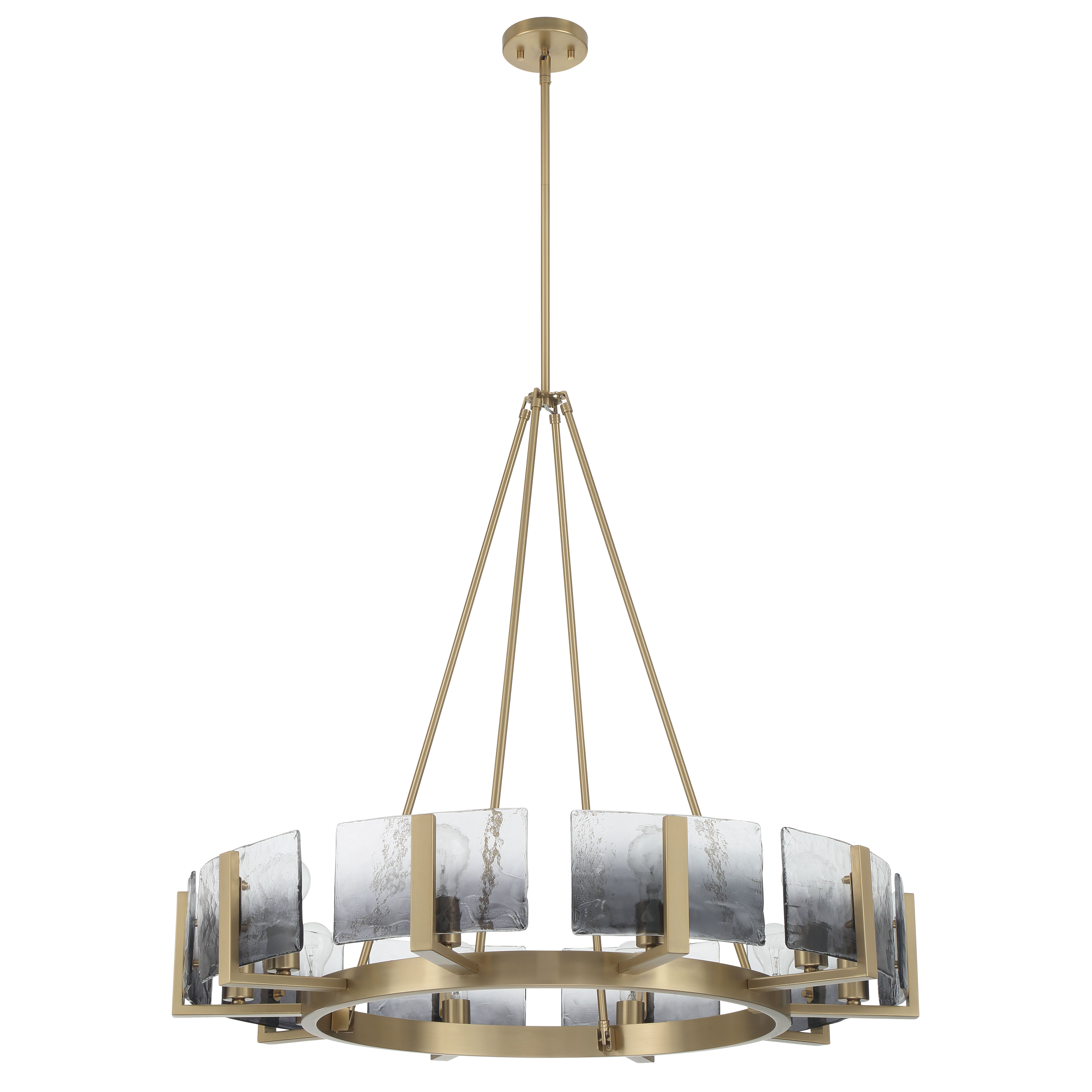 Aenon 10-light Chandelier in Brushed Champagne Brass with Smokey Water Glass - - Golden Lighting