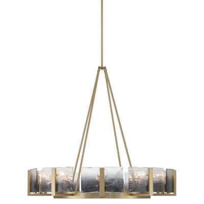 Aenon 10-light Chandelier in Brushed Champagne Brass with Smokey Water Glass - - Golden Lighting