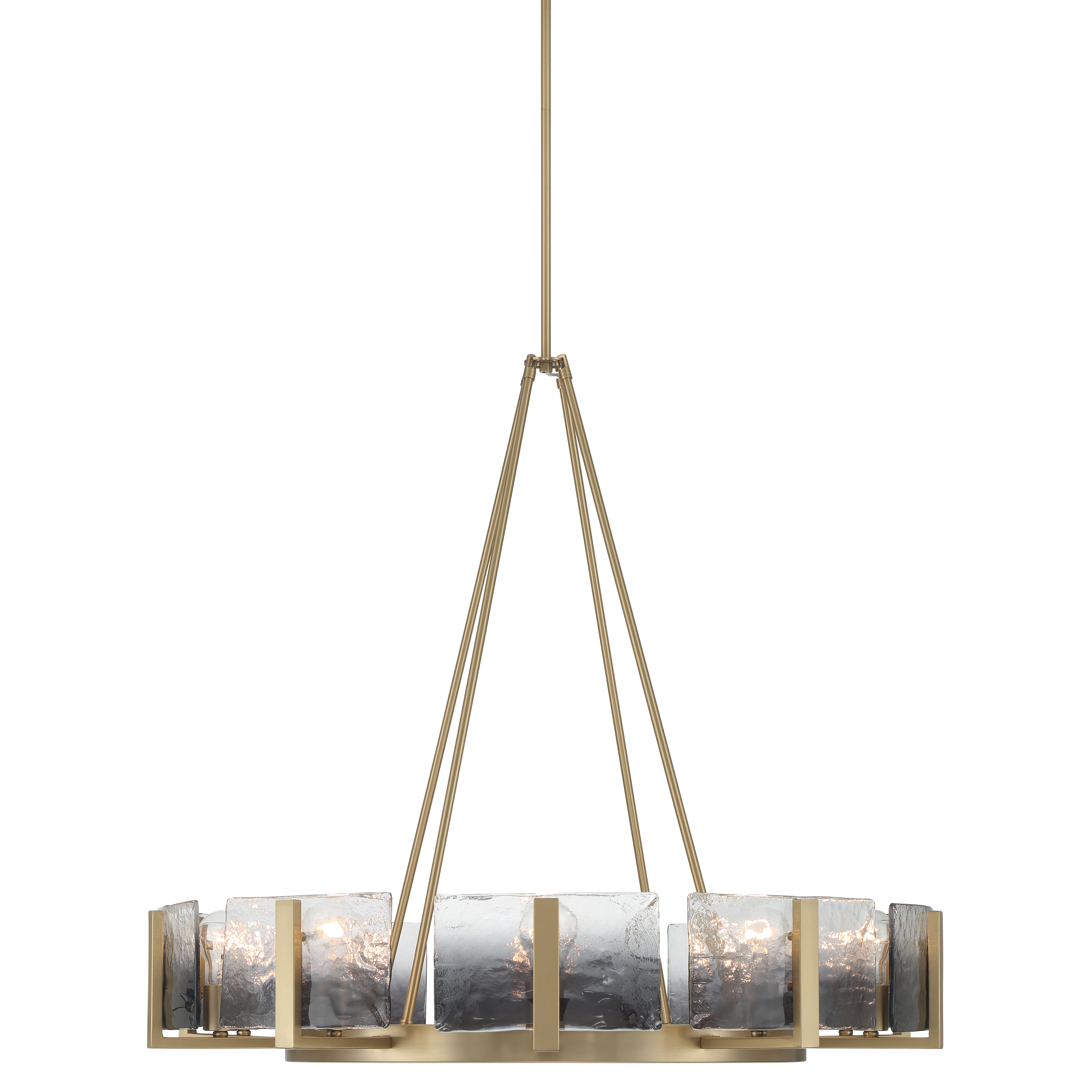 Aenon 10-light Chandelier in Brushed Champagne Brass with Smokey Water Glass - - Golden Lighting