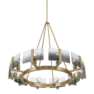 Aenon 10-light Chandelier in Brushed Champagne Brass with Smokey Water Glass - - Golden Lighting