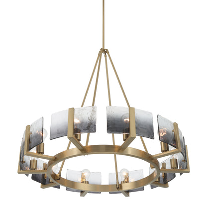 Aenon 10-light Chandelier in Brushed Champagne Brass with Smokey Water Glass - - Golden Lighting