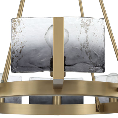 Aenon 10-light Chandelier in Brushed Champagne Brass with Smokey Water Glass - - Golden Lighting