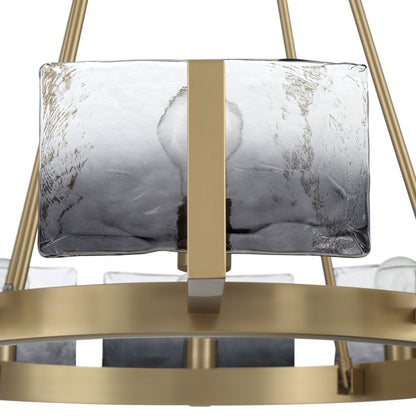 Aenon 10-light Chandelier in Brushed Champagne Brass with Smokey Water Glass - - Golden Lighting