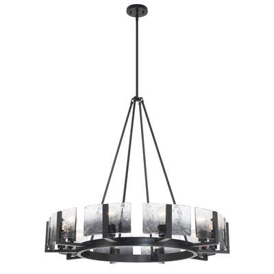 Aenon 10-light Chandelier in Matte Black with Smokey Water Glass - - Golden Lighting