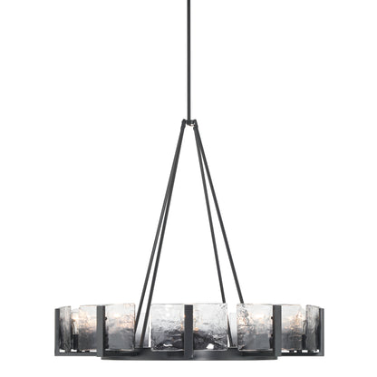 Aenon 10-light Chandelier in Matte Black with Smokey Water Glass - - Golden Lighting