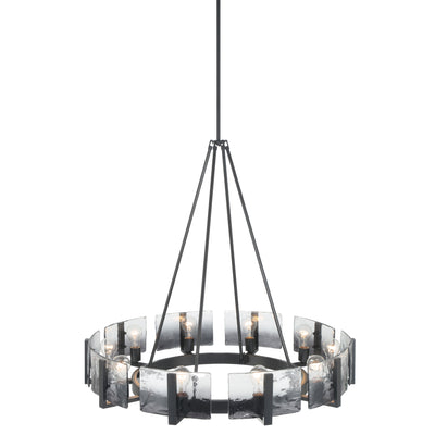 Aenon 10-light Chandelier in Matte Black with Smokey Water Glass - - Golden Lighting