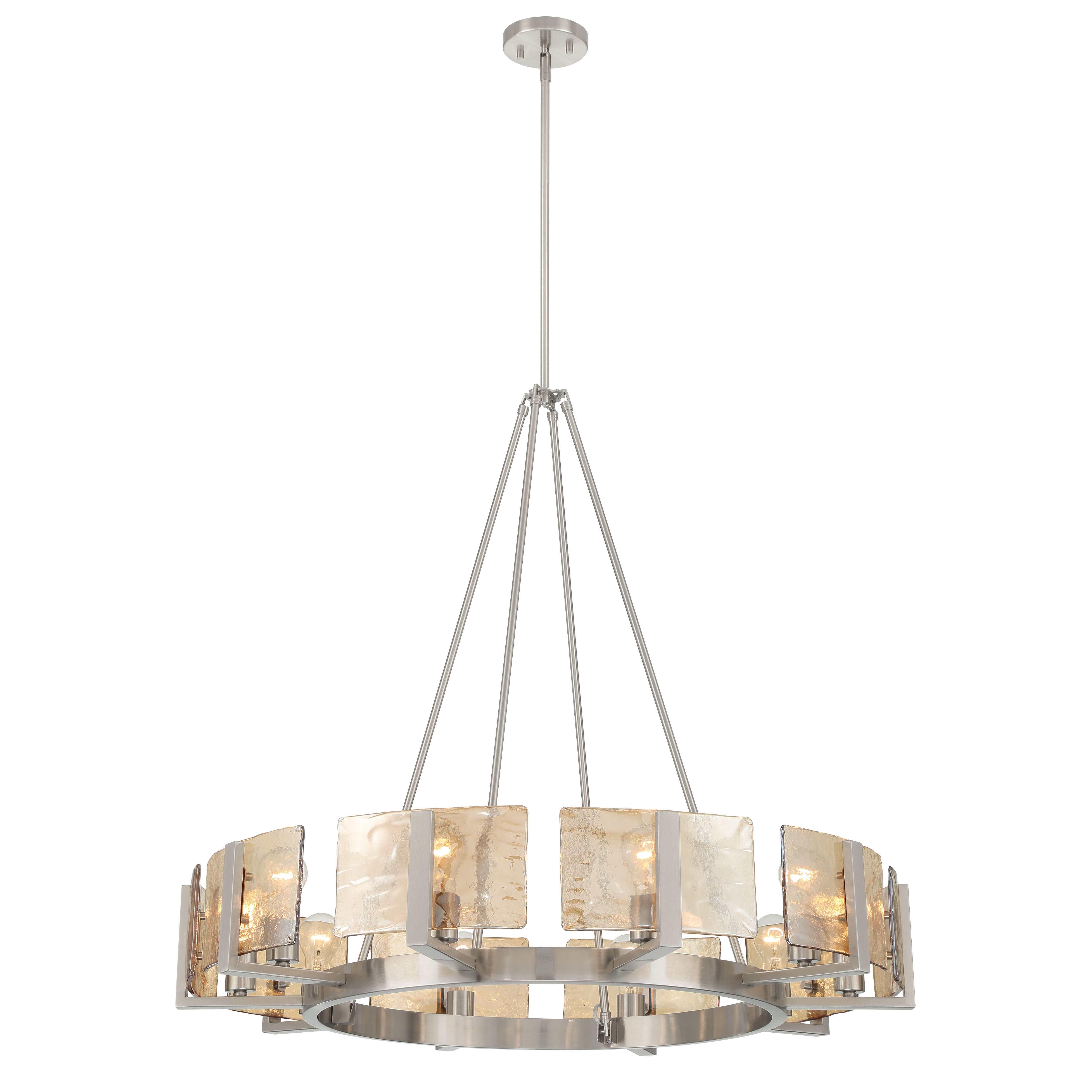 Aenon 10-light Chandelier in Pewter with Amber Water Glass - - Golden Lighting