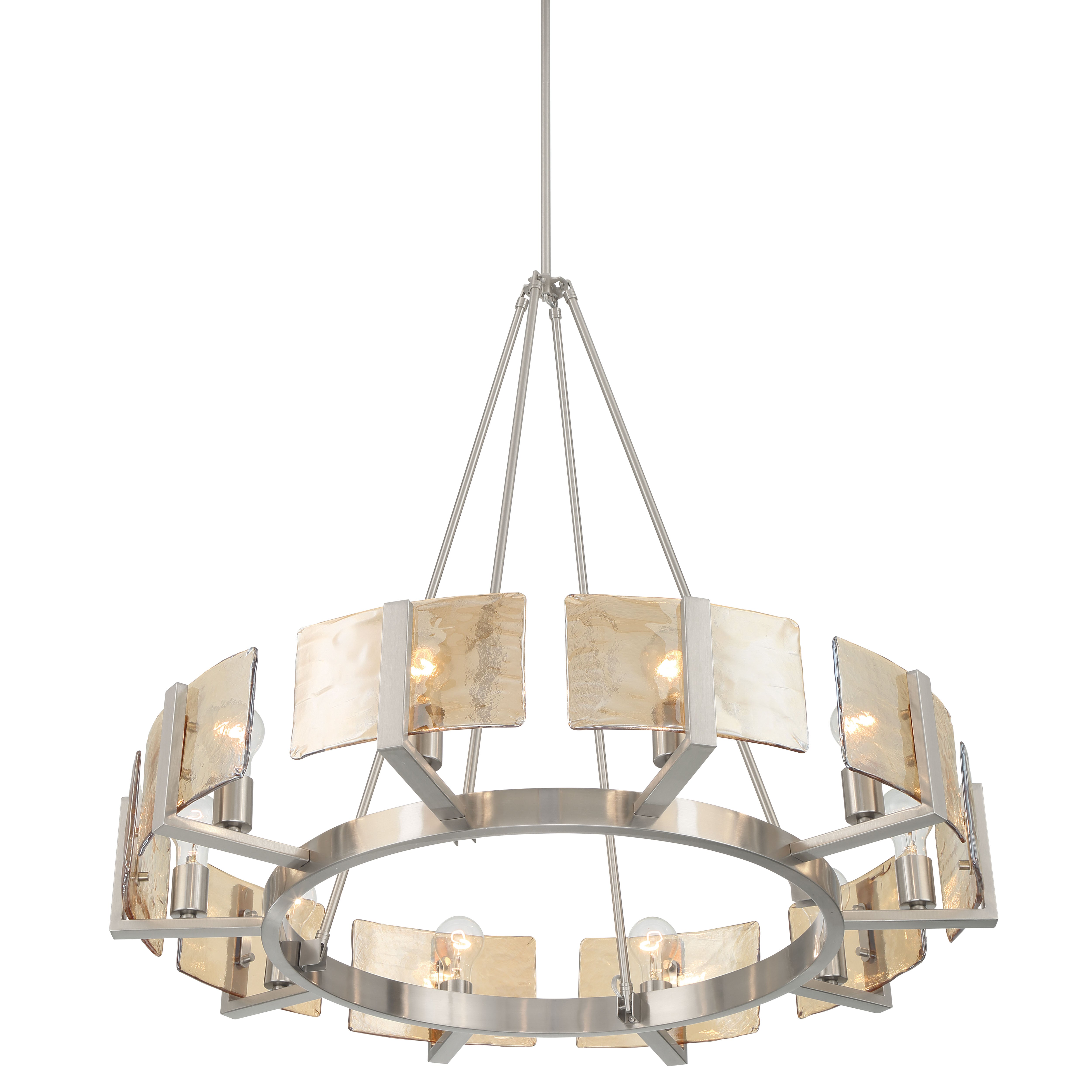 Aenon 10-light Chandelier in Pewter with Amber Water Glass - - Golden Lighting