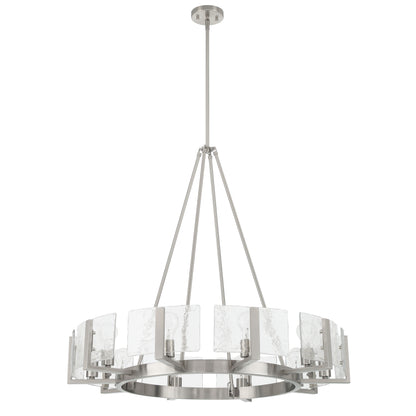 Aenon 10-light Chandelier in Pewter with Hammered Water Glass - - Golden Lighting