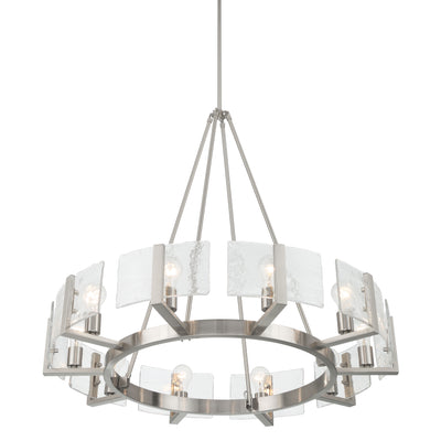 Aenon 10-light Chandelier in Pewter with Hammered Water Glass - - Golden Lighting