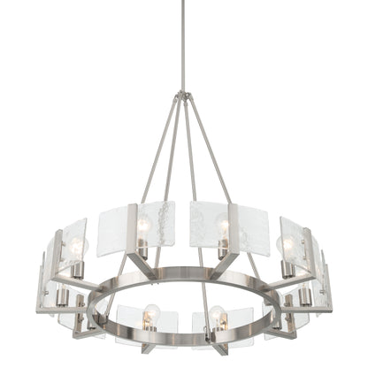 Aenon 10-light Chandelier in Pewter with Hammered Water Glass - - Golden Lighting