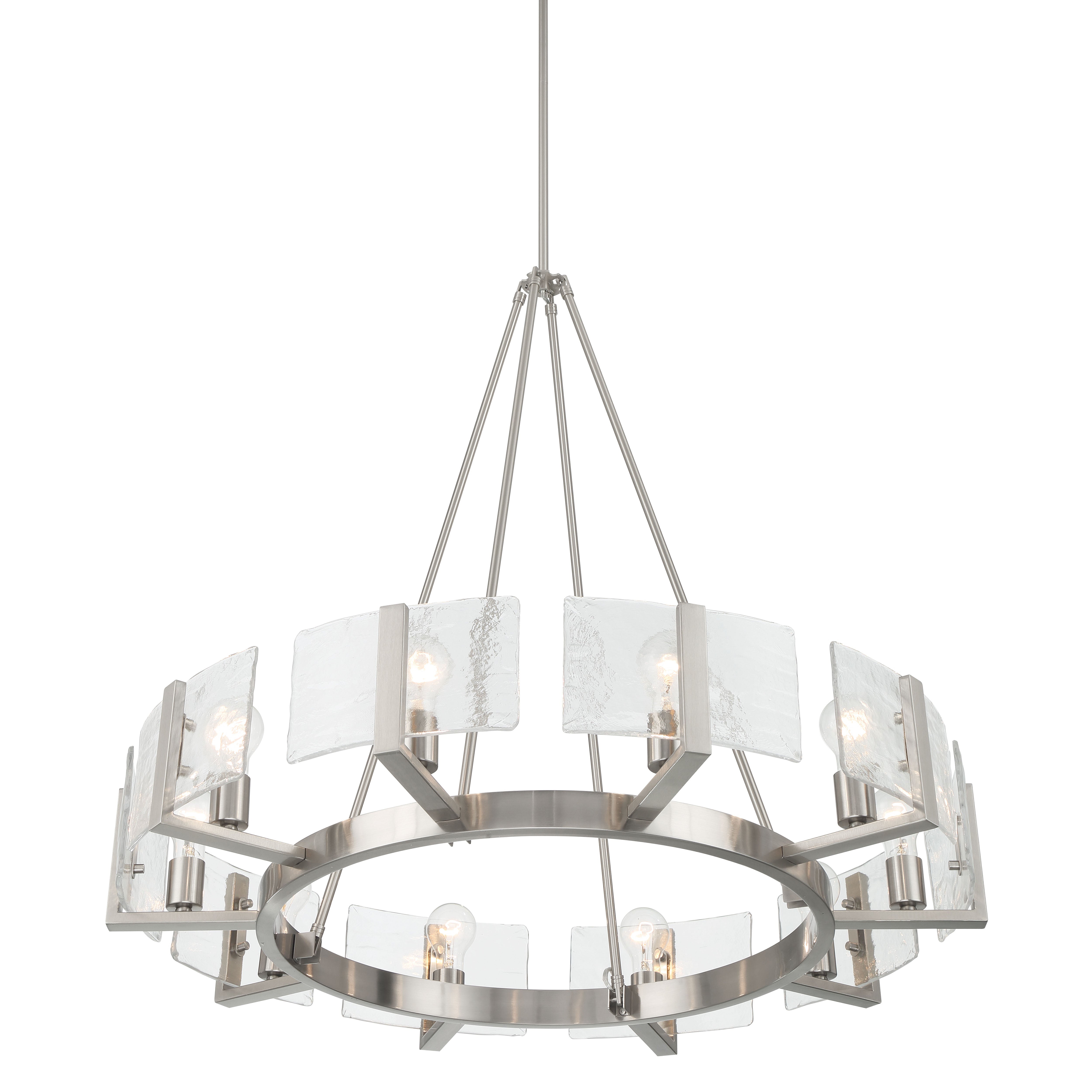 Aenon 10-light Chandelier in Pewter with Hammered Water Glass - - Golden Lighting