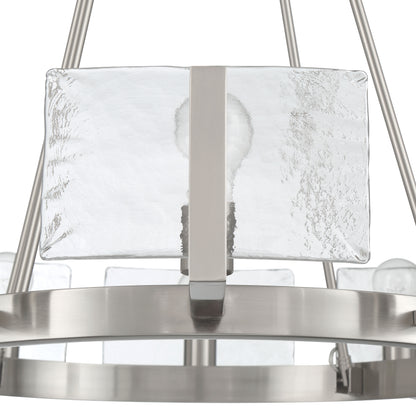 Aenon 10-light Chandelier in Pewter with Hammered Water Glass - - Golden Lighting