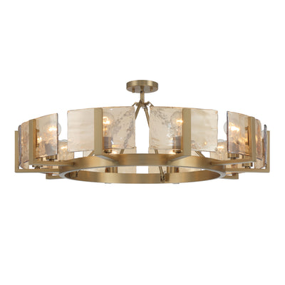 Aenon 10-light Semi-Flush Mount in Brushed Champagne Brass with Amber Water Glass - - Golden Lighting