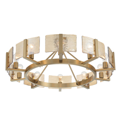Aenon 10-light Semi-Flush Mount in Brushed Champagne Brass with Amber Water Glass - - Golden Lighting