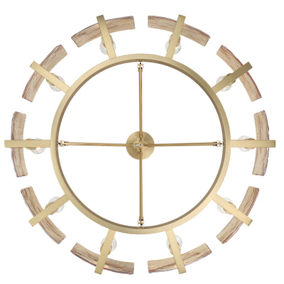 Aenon 10-light Semi-Flush Mount in Brushed Champagne Brass with Amber Water Glass - - Golden Lighting