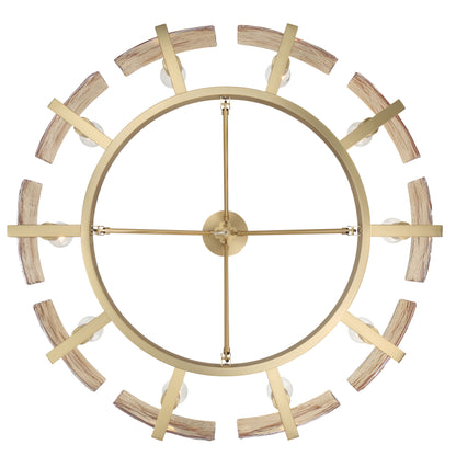 Aenon 10-light Semi-Flush Mount in Brushed Champagne Brass with Amber Water Glass - - Golden Lighting