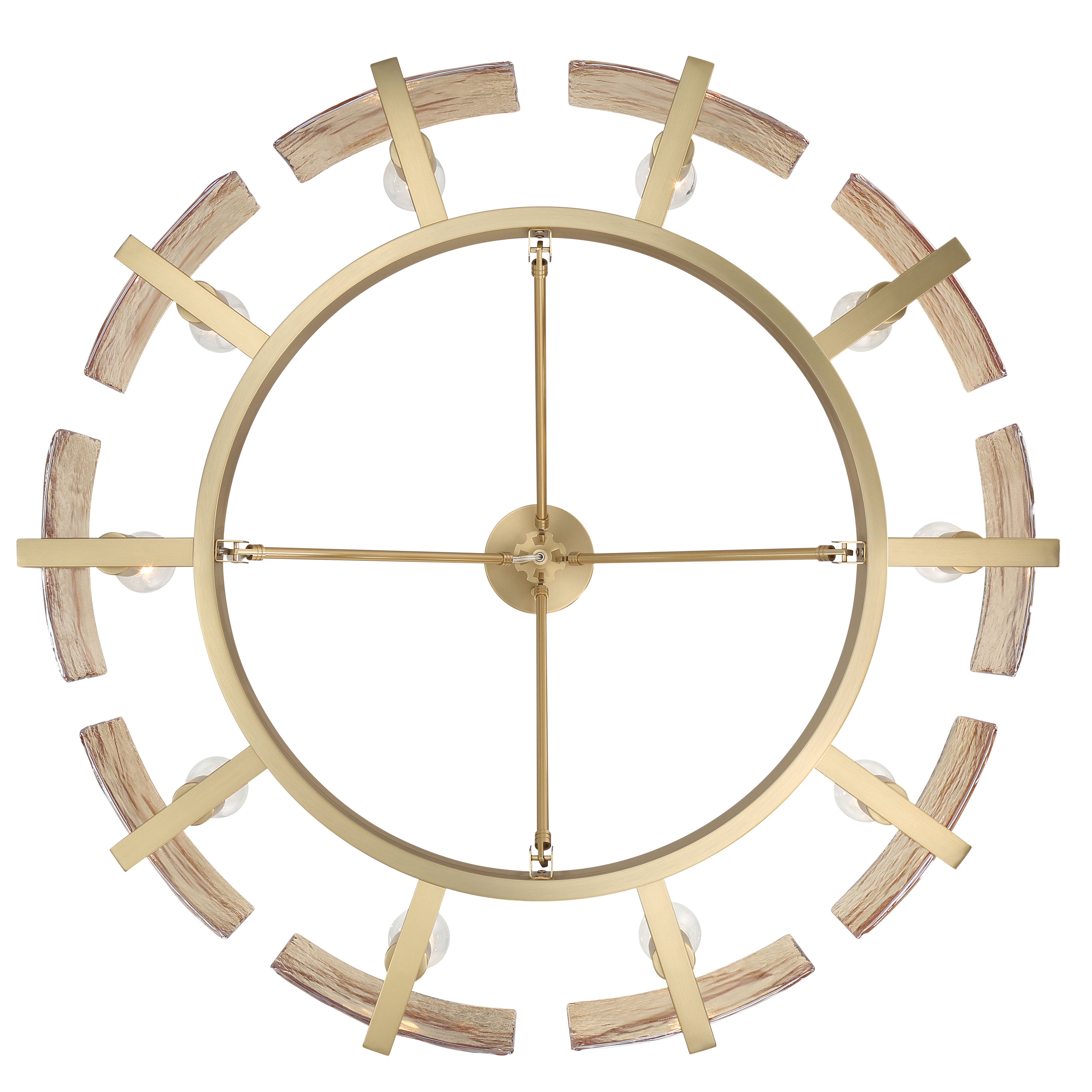 Aenon 10-light Semi-Flush Mount in Brushed Champagne Brass with Amber Water Glass - - Golden Lighting