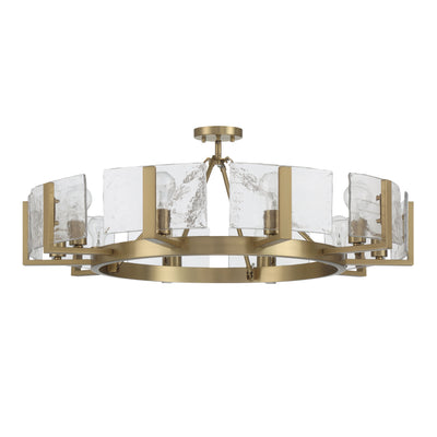 Aenon 10-light Semi-Flush Mount in Brushed Champagne Brass with Hammered Water Glass - - Golden Lighting